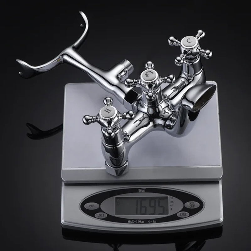Triple Handle Wall Mounted Clawfoot Tub Faucet