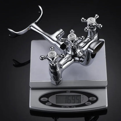 Triple Handle Wall Mounted Clawfoot Tub Faucet