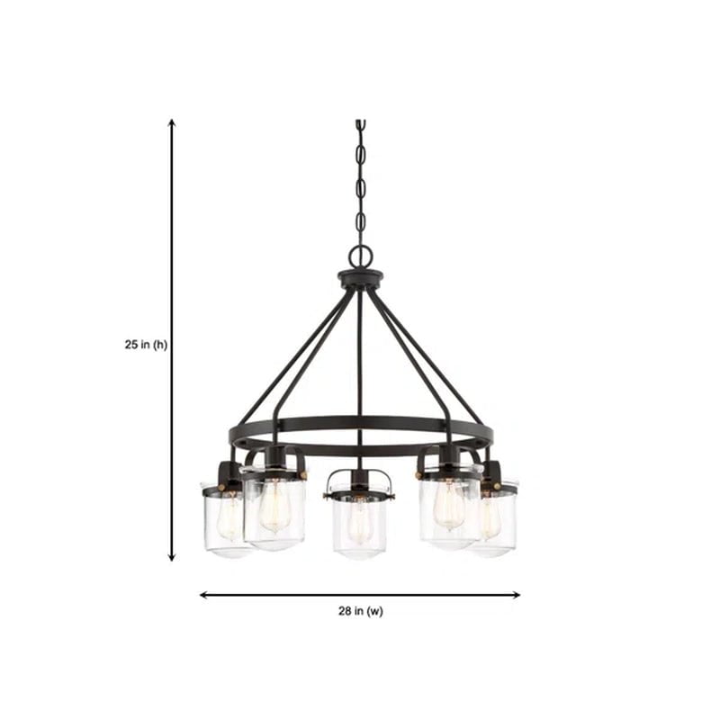 Georgetown 5 - Light Dimmable Wagon Wheel Chandelier