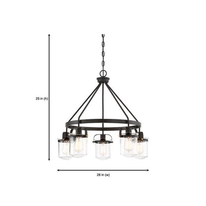 Georgetown 5 - Light Dimmable Wagon Wheel Chandelier