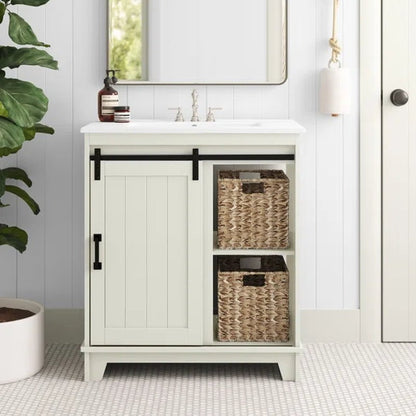 Sofia 29.88'' Free-Standing Single Bathroom Vanity with Vitreous China Vanity Top