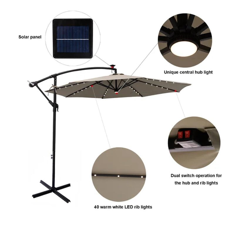 Fritts 120'' Lighted Cantilever Umbrella