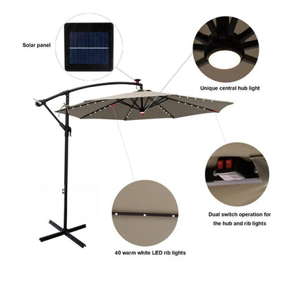 Fritts 120'' Lighted Cantilever Umbrella