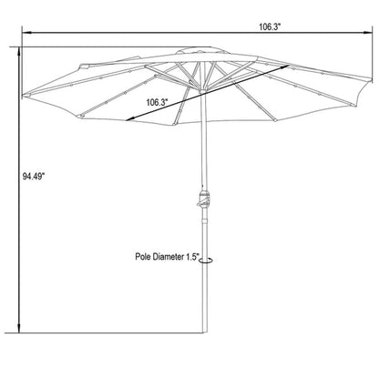 Franzius 8.86' Patio Market Umbrella with Solar Led Lights