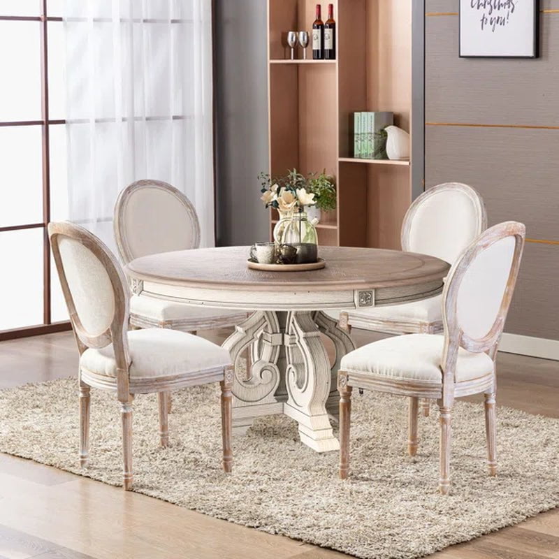Ramani Linen Upholstered King Louis Back Side Chair