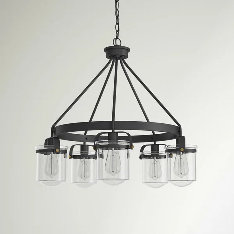 Georgetown 5 - Light Dimmable Wagon Wheel Chandelier