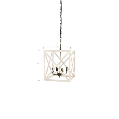 Sabrina 4 - Light Wood Lantern Geometric Chandelier