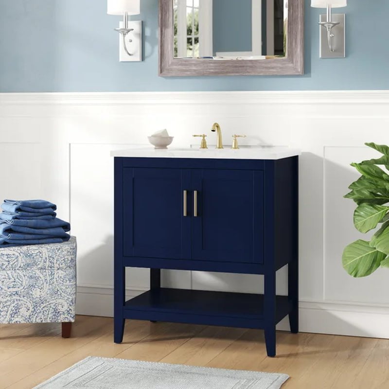 Trieste 29.87'' Free-Standing Single Bathroom Vanity with Quartz Vanity Top