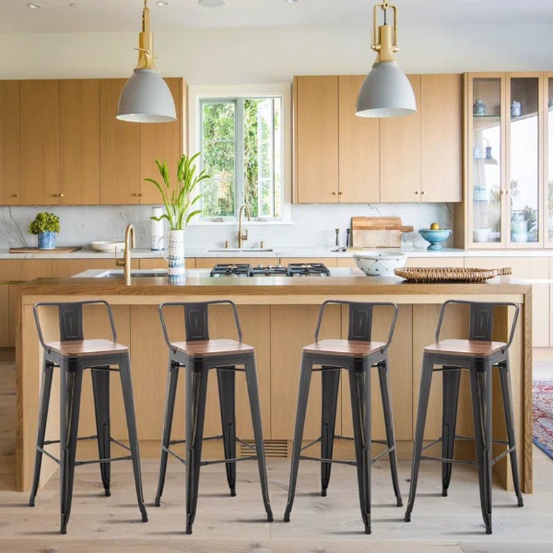 Maresca Bar & Counter Stool with Wood Seat and Backrest