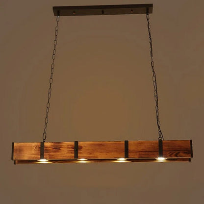 Loft Industrial Style Wood Linear Island Chandelier Pendant Light