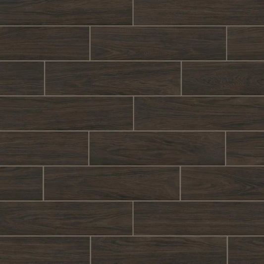 Burlington Walnut 6 In. X 24 In. Porcelain Floor and Wall Tile (14 Sq. Ft. / Case)
