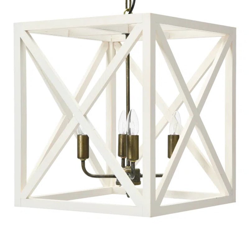 Sabrina 4 - Light Wood Lantern Geometric Chandelier