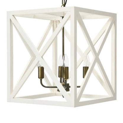 Sabrina 4 - Light Wood Lantern Geometric Chandelier