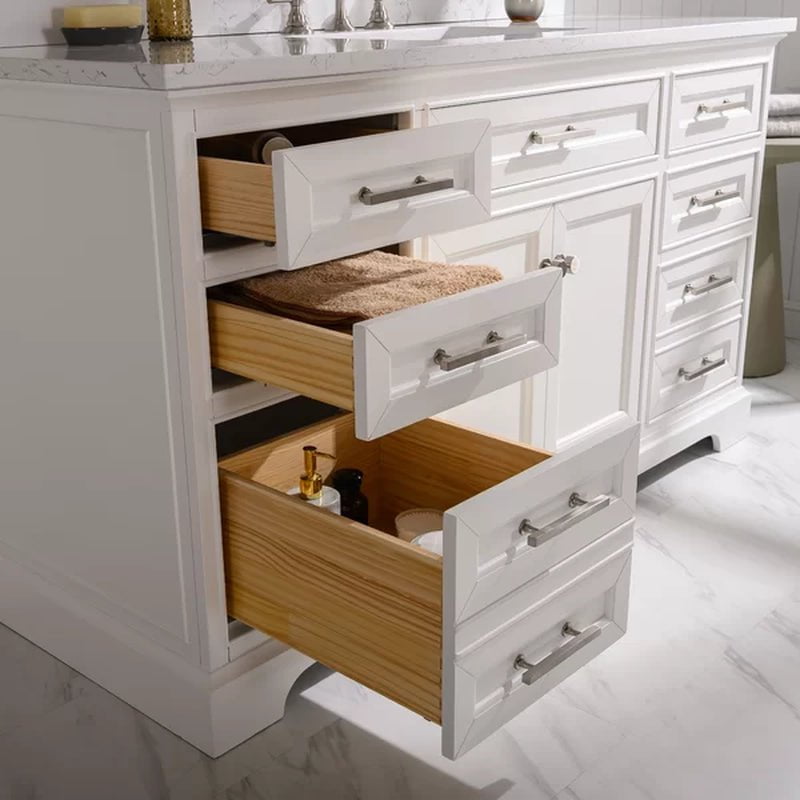 Currahee 60'' Free-Standing Single Bathroom Vanity with Engineered Stone Vanity Top