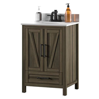 Brian 23.88'' Free-Standing Single Bathroom Vanity with Stone Vanity Top