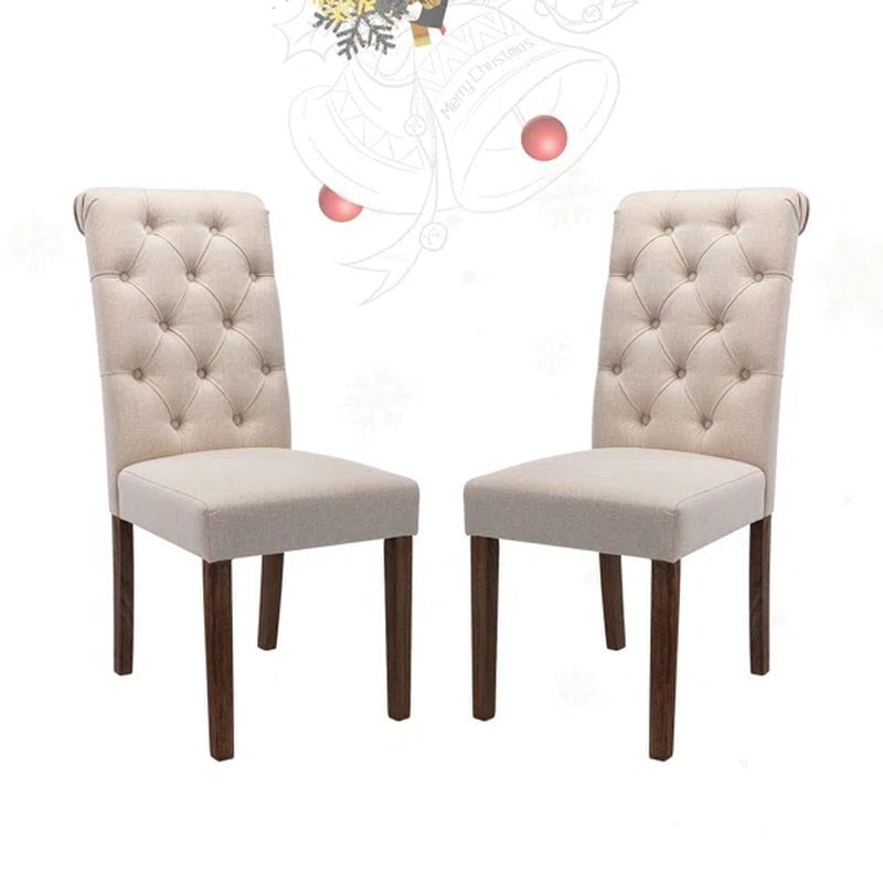 Bookout Tufted Upholstered Fabric Dining Side Chairs with Solid Wood Legs and Padded Seat