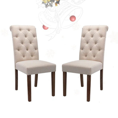 Bookout Tufted Upholstered Fabric Dining Side Chairs with Solid Wood Legs and Padded Seat