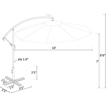 Fritts 120'' Lighted Cantilever Umbrella