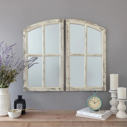 Kissena Window Pane Wood Wall Mirror