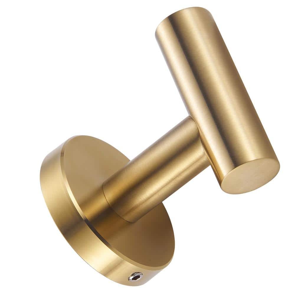 Modern 6-Pieces Bath Hardware Set with Towel Rail, 2-Paper Towel Rack, 1-Towel Ring, 1-Hook, 2 in Brushed Gold