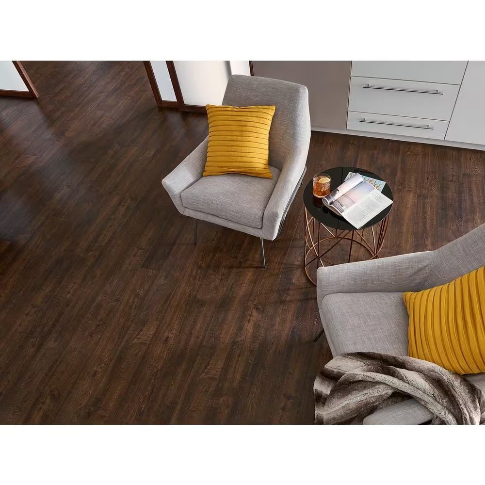 Outlast+ Java Scraped Oak 12 Mm T X 6.1 In. W Waterproof Laminate Wood Flooring (16.1 Sqft/Case)