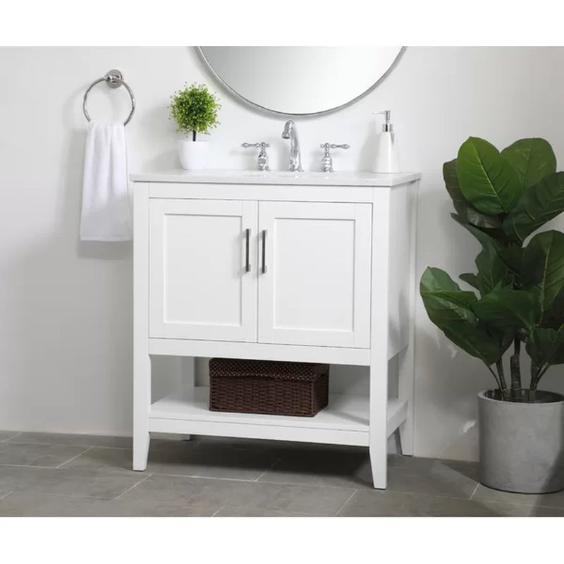 Trieste 29.87'' Free-Standing Single Bathroom Vanity with Quartz Vanity Top