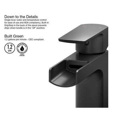 Matte Stone 13.875'' Matte Black Stone Rectangular Vessel Bathroom Sink with Faucet