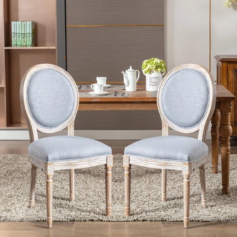 Ramani Linen Upholstered King Louis Back Side Chair