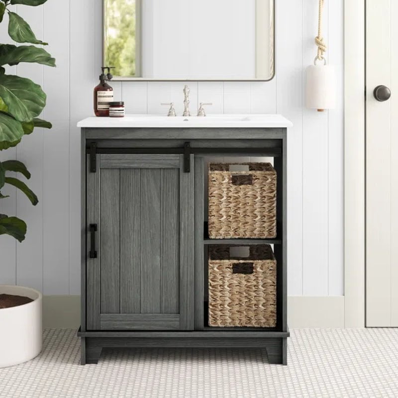 Sofia 29.88'' Free-Standing Single Bathroom Vanity with Vitreous China Vanity Top
