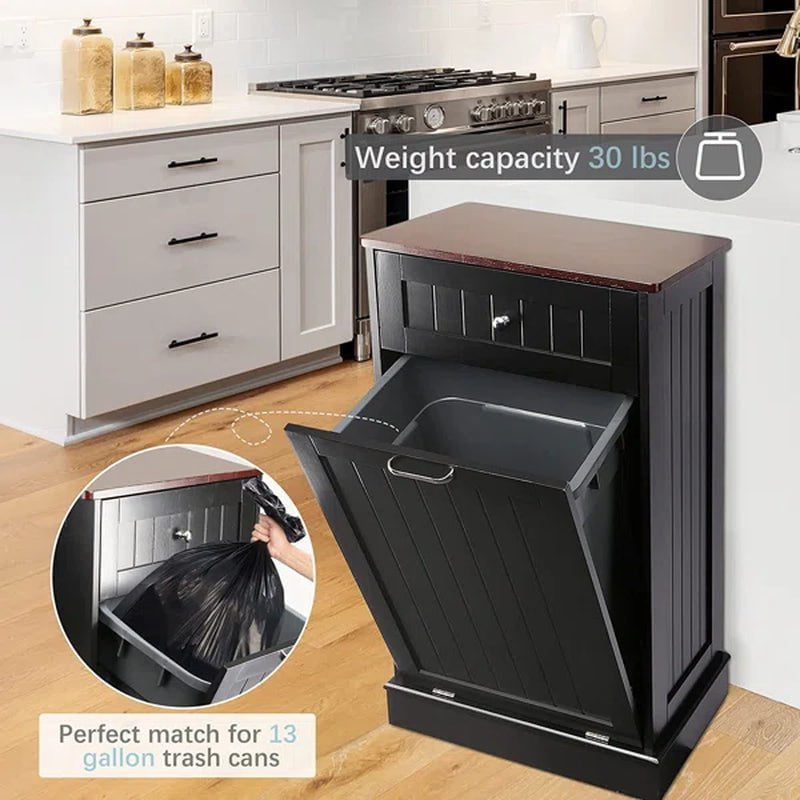 Tilt Out Trash Cabinet 10 Gallon Wooden Free Standing (Not Include Trash Can)