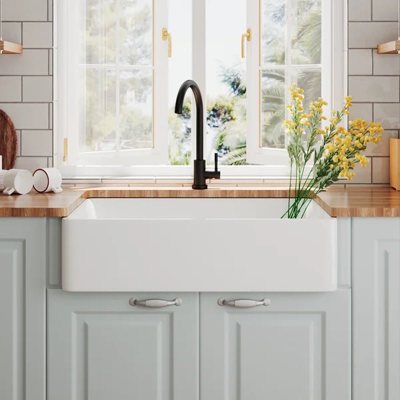 Feast 33" L X 20" W Farmhouse Kitchen Sink with Sink Grid and Basket Strainer