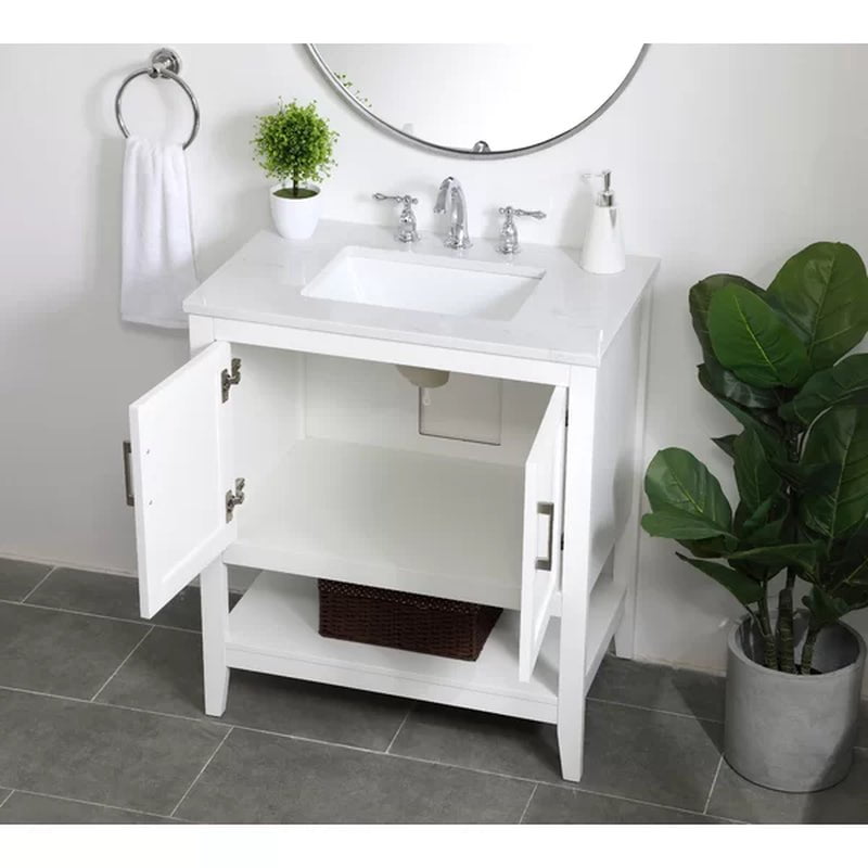 Trieste 29.87'' Free-Standing Single Bathroom Vanity with Quartz Vanity Top