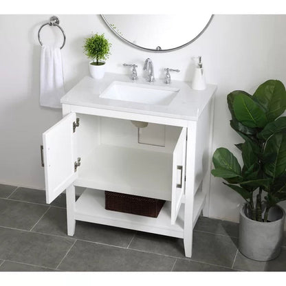 Trieste 29.87'' Free-Standing Single Bathroom Vanity with Quartz Vanity Top