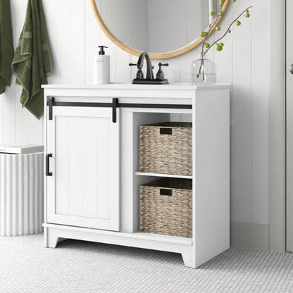 Braylen 35.88'' Free-Standing Single Bathroom Vanity with Ceramic Vanity Top