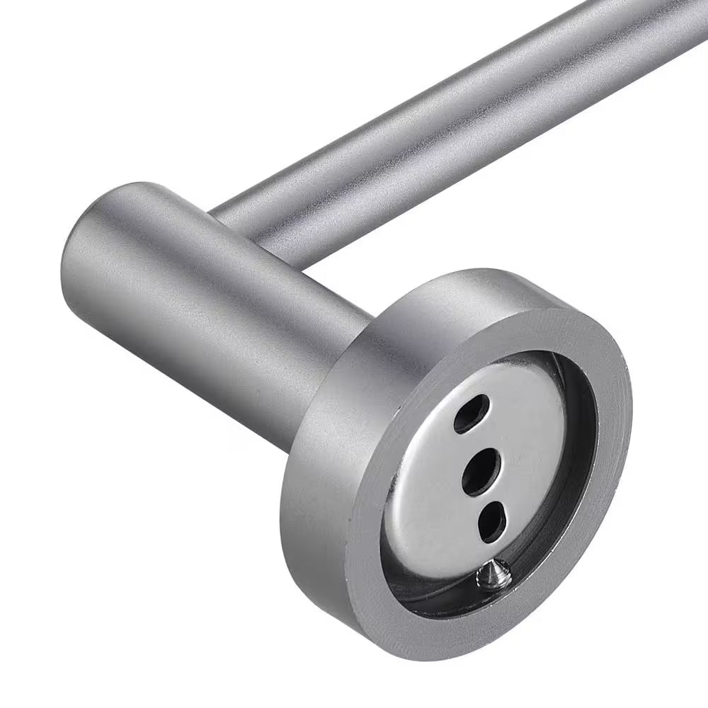 Modern 3-Piece Bath Hardware Set with Retractable Towel Bar*1, Towel Ring*1, Toilet Paper Holder*1 in Gray