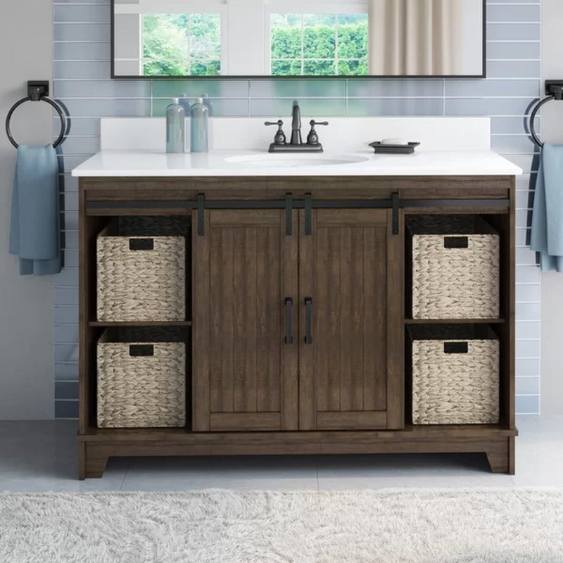 Braylen Sliding Barn Door 48" Single Bathroom Vanity Set