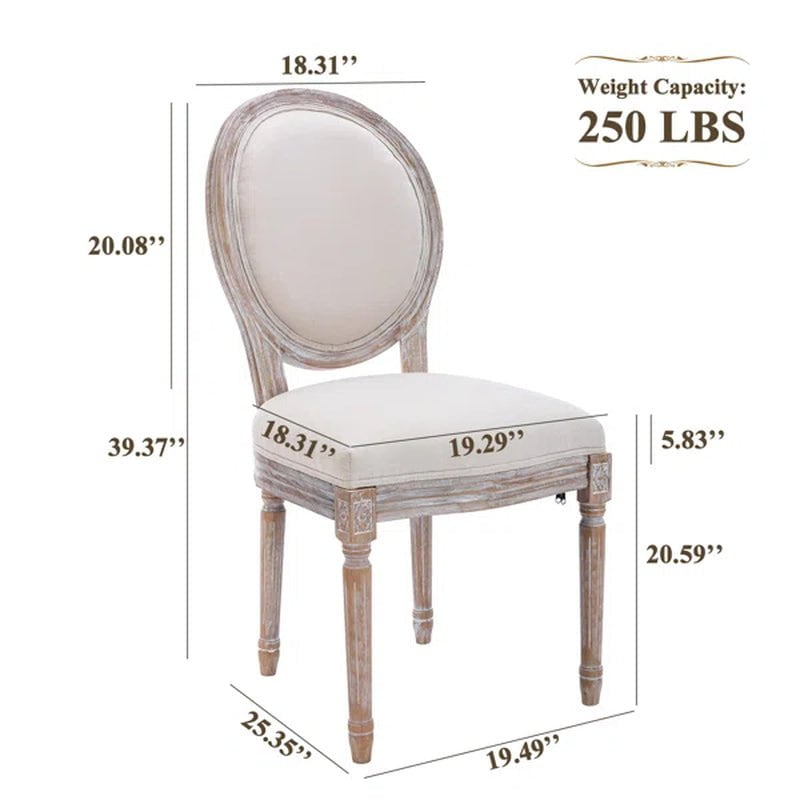 Ramani Linen Upholstered King Louis Back Side Chair