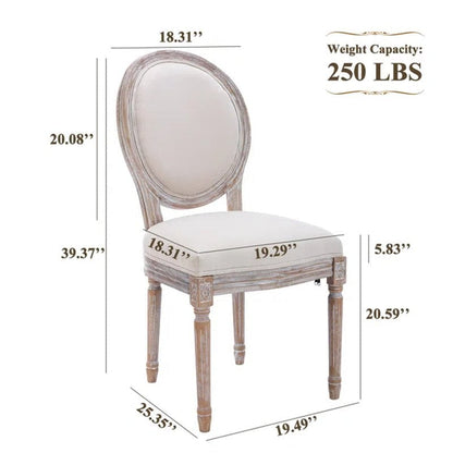 Ramani Linen Upholstered King Louis Back Side Chair