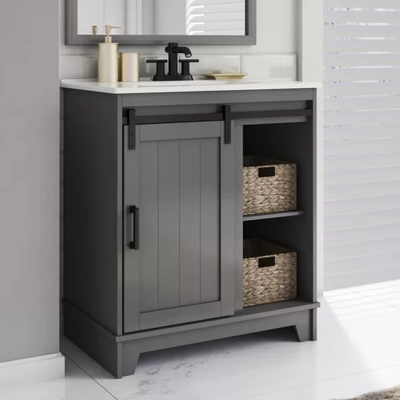 Sofia 29.88'' Free-Standing Single Bathroom Vanity with Vitreous China Vanity Top