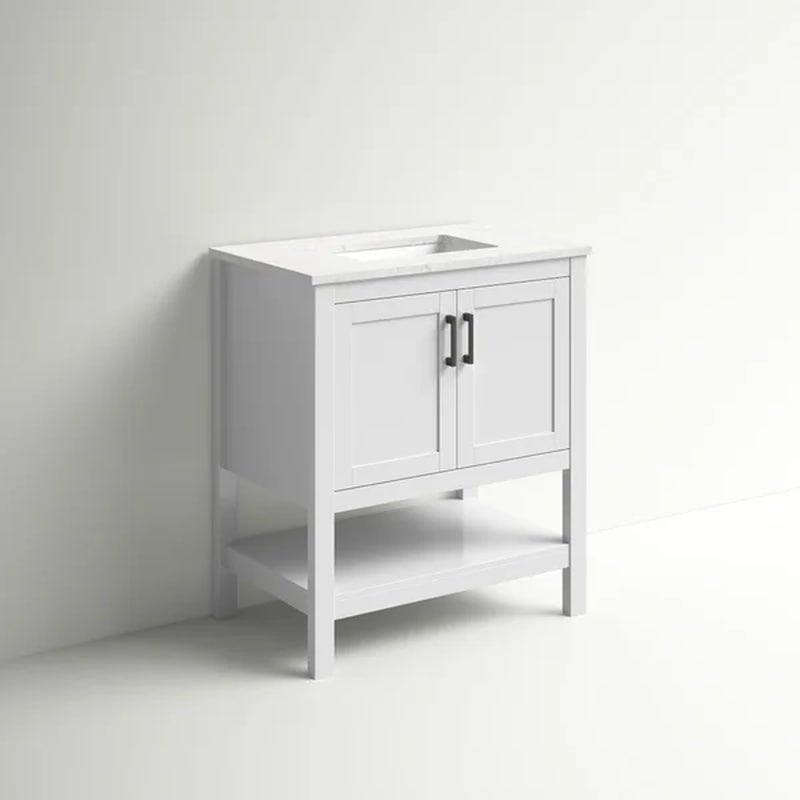 Trieste 29.87'' Free-Standing Single Bathroom Vanity with Quartz Vanity Top