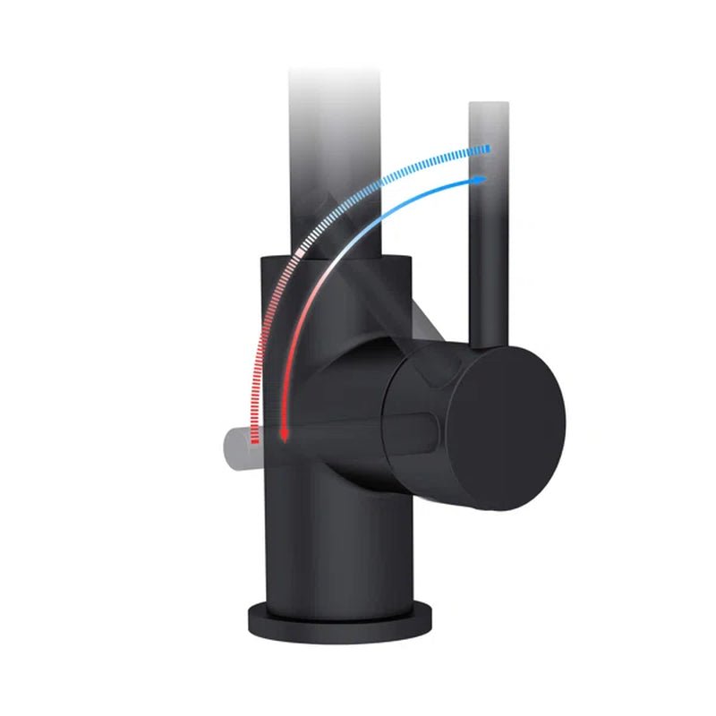Circular Single Hole Bathroom Faucet with Drain Assembly