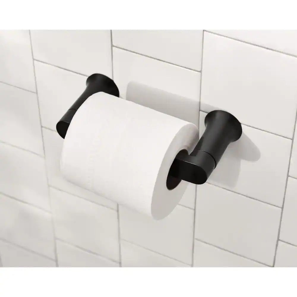 Genta 3-Piece Bath Hardware Set with 24 In. Towel Bar, Paper Holder and Towel Ring in Matte Black