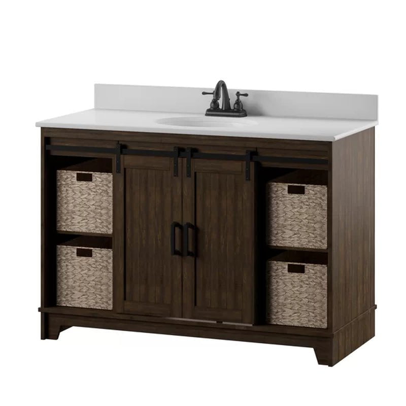 Braylen Sliding Barn Door 48" Single Bathroom Vanity Set