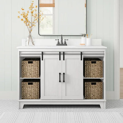 Braylen Sliding Barn Door 48" Single Bathroom Vanity Set