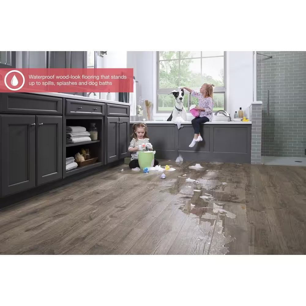 Outlast+ Vintage Pewter Oak 12 Mm T X 7.5 In. W Waterproof Laminate Wood Flooring (19.6 Sqft/Case)