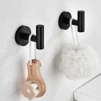 Modern 6-Pieces Bath Hardware Set with Towel Rail*2 Paper Towel Rack*1 Towel Ring*1 Hook*2 in Matte Black