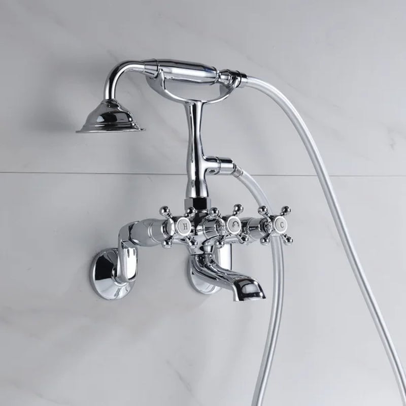 Triple Handle Wall Mounted Clawfoot Tub Faucet