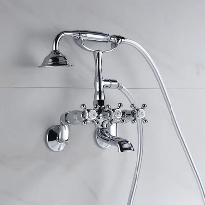 Triple Handle Wall Mounted Clawfoot Tub Faucet