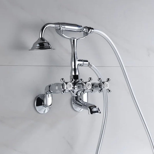 Triple Handle Wall Mounted Clawfoot Tub Faucet