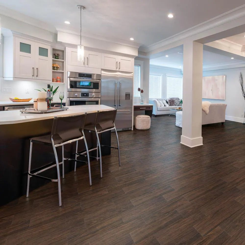 Burlington Walnut 6 In. X 24 In. Porcelain Floor and Wall Tile (14 Sq. Ft. / Case)